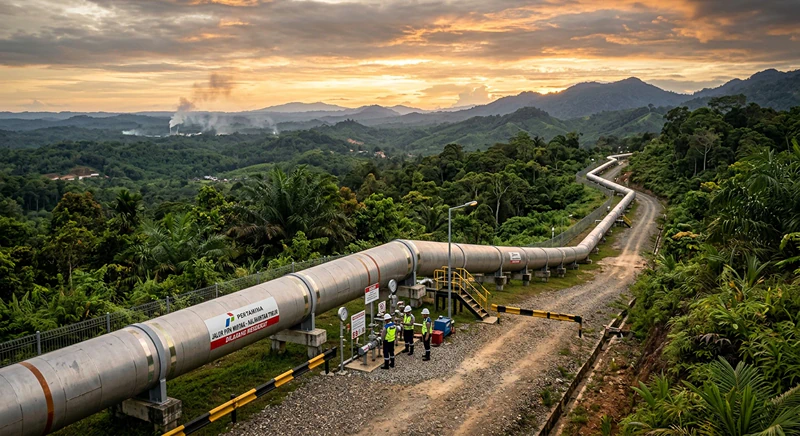 Oil Pipeline through the jungle of Indonesia